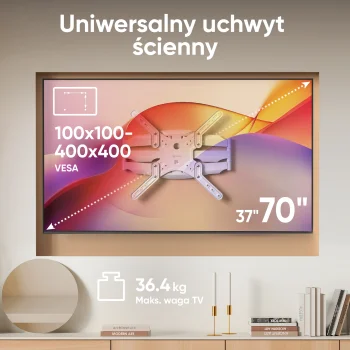 Fehér forgatható fali TV konzol M5-W 37–70 hüvelykes tévékhez