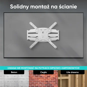 Fehér, forgatható fali TV-tartó M5-W 37–70 hüvelykes készülékekhez